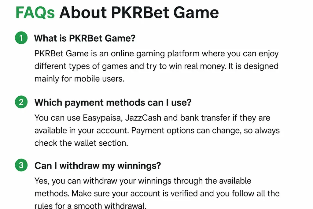pkrbet Faqs